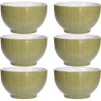 Excellent houseware Soepkommen/serveer schaaltjes - 6x - Venice - keramiek - D14 x H8 cm - groen
