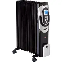 Borg olieradiator 2500 watt met digitaal display - Verwarming - Elektrische Kachel - Thermostaat - 3 Standen - Timer - Zwart - 11 Warmte Ribben