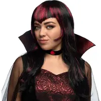 Boland pruik Vampier dames synthetisch rood/zwart
