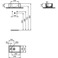Ideal standard Tempo fontein 37x21cm kraangat links