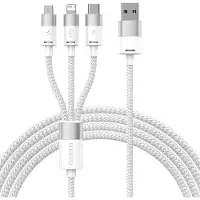 Baseus StarSpeed Series 3-in-1 snellaadkabel - USB-A naar USB-C / Lightning / Micro-USB - 1,2 meter - Wit
