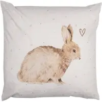 Clayre & Eef Kussenhoes 45x45 cm Wit Polyester Konijn Sierkussenhoes Wit Sierkussenhoes