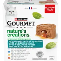 Gourmet 6x Kattenvoer Nat Nature's Creations Mousse met Saus Zeevis 8 x 85 gr
