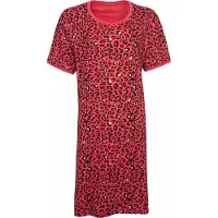 Irresistible Dames Nachthemd - Katoen - Panterprint - Rood - Maat S