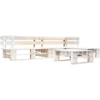 vidaXL 4-delige Loungeset pallet hout wit