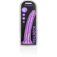 Shots toys REALROCK - 10 inch - dildo - zuignap - glow in the dark - ribbels - realistisch - paars
