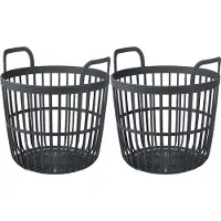 Prosperplast Draadmand/wasmand/opbergmand - 2x - van stevig kunststof - antraciet - D42 x H42 cm - 72 Liter - Opbergmanden