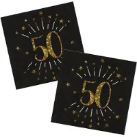 SANTEX Verjaardag feest servetten leeftijd - 50x - 50 jaar - goud - 33 x 33 cm - Feestservetten