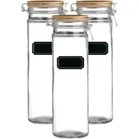 Urban Living Weckpot/inmaakpot - 4x - 1.9L - glas - met beugelsluiting - incl. etiketten - Weckpotten