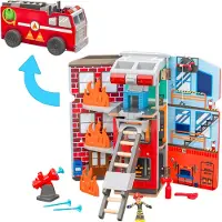 Kidkraft Houten brandweerkazerne met 17 accessoires, licht en geluid