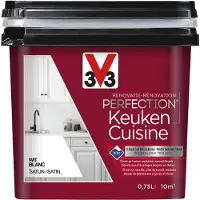 3v3 V33 Keukenverf Perfection Wit 750ml Satijnafwerking