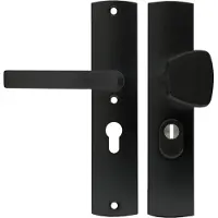 Axa Curve Plus veiligheidsbeslag voordeur gebogen schild S-knop/Blok-kruk PC55 met kerntrekbeveiliging SKG3 - aluminium/zwart