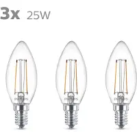 Philips Ledfilamentlamp Kaars - D3,5cm - Warm Wit - E14 - 2w - 3 Stuks