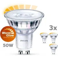 Philips LED spot GU10 3.8W 2200K-2700K Dimbaar WarmGlow (3 Stuks)
