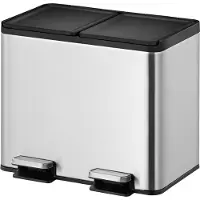 EKO - Essential splitted Recycler pedaalemmer 15+15 liter - Stainless steel - mat RVS - Prullenbak