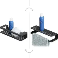 Tiger Doucherek Caddy - 2-in-1 Douchemand En Handdoekrek - Rvs - Zwart - 35x7x10,6cm