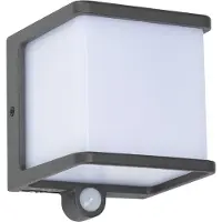 Lutec LED-zonnelamp Doblo met sensor, breedte 11 cm, zwart, Kunststof, Modern, solar buitenlamp