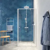 Sealskin - Douchedeur + Zijwand Contour 100 X 200cm - Wit Profiel - 6 Mm Helder Glas
