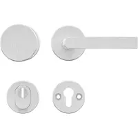 Axa set veiligheidsbeslag voordeur ronde knop/kruk met kerntrekbeveiliging SKG3 - aluminium