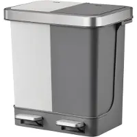 EKO Afvalbak EKO Hana Duo Recycling pedaalemmer 2x10liter grijs wit