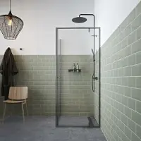 Sealskin - Douchedeur + Zijwand Contour 90 X 200cm - Mat Grijs Profiel - 6 Mm Helder Glas