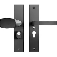 Axa Edge Plus veiligheidsbeslag voordeur rechthoekig Wing knop/Blok-kruk PC55 met kerntrekbeveiliging SKG3 - aluminium/zwart