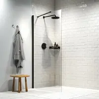 Sealskin Inloopdouche Hooked Type A3 75x200 cm, 6 mm Helder Veiligheidsglas met Antikalklaag Mat Zwart