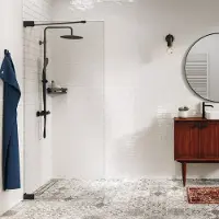 Sealskin Inloopdouche Pure Type A3 90x200 cm Helder Glas Antikalk Mat Zwart