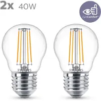 Philips filamentkaarslamp helder 40W P45 E27 - 470 lm - 2 stuks