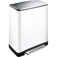 EKO - E-Cube recycling pedaalemmer 28+18 liter - Stainless steel Plastic - wit, mat RVS - Prullenbak
