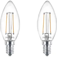 Signify filamentkaarslamp helder - 2 W - E14 - 2 stuks