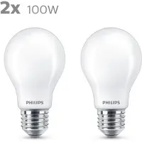 Philips filamentlamp A60 E27 - 10,5 W - 1521 lm - 2 stuks