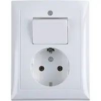 Berker S.1 Geaard Stopcontact met Wisselschakelaar Wit