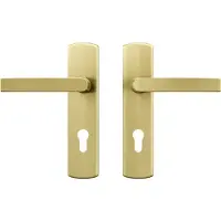 Axa Curve klik deurkruk Blok op schild profielcilindergat 72mm - aluminium/goud