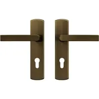 Axa Curve klik deurkruk Blok op schild profielcilindergat 72mm - aluminium/brons