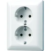 JUNG AS500 contactdoos inbouw - 2-voudig - randaarde - polarwit