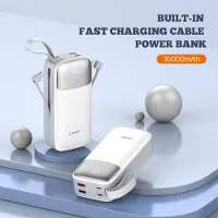 LDNIO powerbank 30000 mah PQ30 USB-C snellaad-powerbanks slim LED-display Ingebouwde oplaadkabel Power Bank