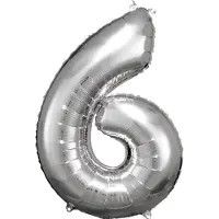 Amscan Folieballon Cijfer 6 Junior 55 X 88 Cm Zilver