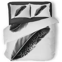Eleganzzz Dekbedovertrek Micropercal Minimalistic Feather - white 200x200/220cm