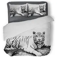 Eleganzzz Dekbedovertrek Micropercal White Tiger - white 200x200/220cm