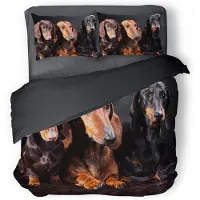 Eleganzzz Dekbedovertrek Micropercal Teckels - black 200x200/220cm