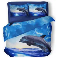 Eleganzzz Dekbedovertrek Micropercal Dolphins - blue 240x200/220cm