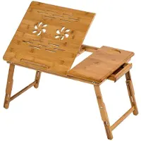 TecTake Bamboe Bedtafel - Tafeltje - Voor op bed - Ontbijttafel- Laptoptafel
