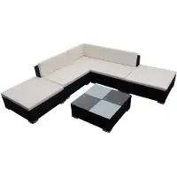 vidaXL 6-delige Loungeset met kussens poly rattan zwart