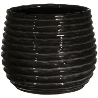 Ideas 4 Seasons Ideas4seasons Bloempot/plantenpot - zwart - voor binnen - D14xH10 cm - Plantenpotten