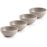 Forte Plastics Plasticforte kommetjes/schaaltjes - 4x - dessert/ontbijt - kunststof - D12 x H5 cm - taupe - Kommetjes
