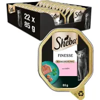 Sheba 22x Finesse Kattenvoer Natvoer Mousse Zalm Kuipjes 85 gr