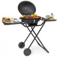 Kitchenbrothers Elektrische BBQ - met Grillplaat - Incl. Plank/Houders - Grilloppervlak 46,5x33,8cm - 2400W - Zwart