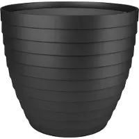 Juypal Hogar Bloempot/plantenpot Florenzia - zwart - kunststof - D21 x H19,3 cm - voor buiten/binnen - Plantenpotten