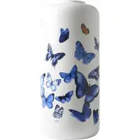 Heinen Delfts Blauw Cilindervaas Vlinders - Keramiek - 31 cm